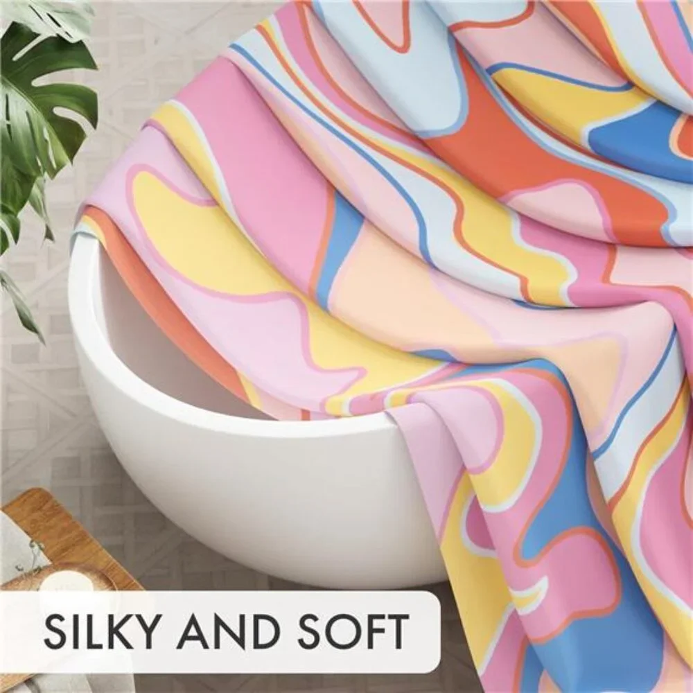 Shower Curtain, Abstract Pink Cloth Shower Curtain Sets with 12 Shower Curtain